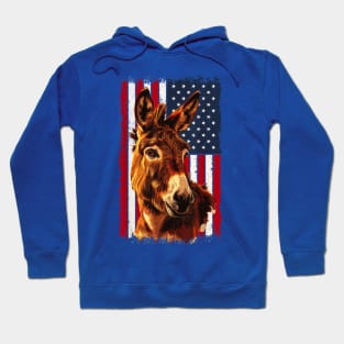 4th of july denkey on usa flag Hoodie